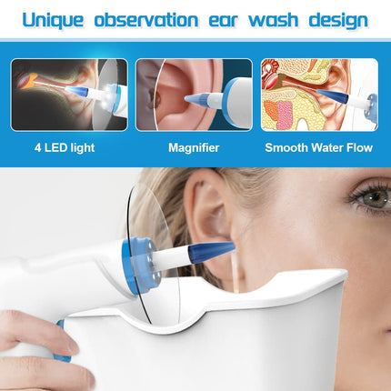 Earwax Remover, Electric Ear Cleaning Set, 4 Cleaning Mode Settings, Rechargeable Ear Cleaner, Safe, Effective Ear Cleaner, With 9+1 Ear Tips and Water Catcher Basin
