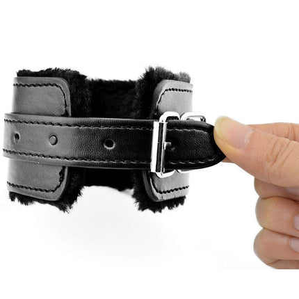 Comfortable Restraints Plush + Pu Bracelet Wrist Handcuffs Bondage Belt Cuff Toy