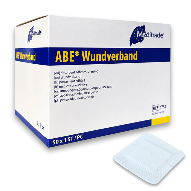 50 sterile wound plasters 10x8 - sterile wound dressing plaster sensitive - non-adherent wound pad 5x4 cm - absorbent and skin-friendly - acute wound care and post-operative plaster