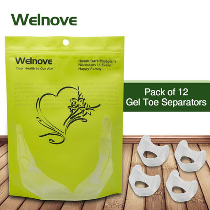 Welnove Toe Separators, Gel Toe Spreaders, Small Bunion Corrector to Prevent Friction and Relieve Pressure (12 Pieces)