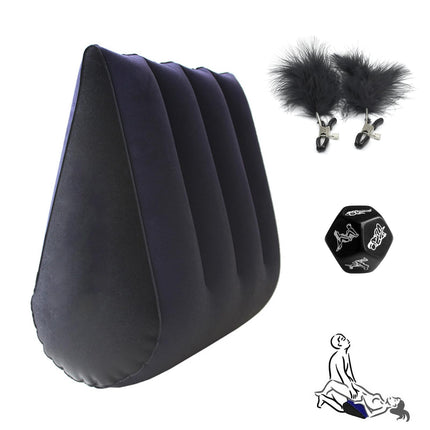 Inflatable Sofa Triangle Sex Pillow Ramps Lumbar Pillow, Inflatable Pillow Sex Furniture, BDSM Furniture Set with Sex Dice Couple, Nipple Clamps, Inflatable Bed, Sex Toys for Couples Extreme Sex Position