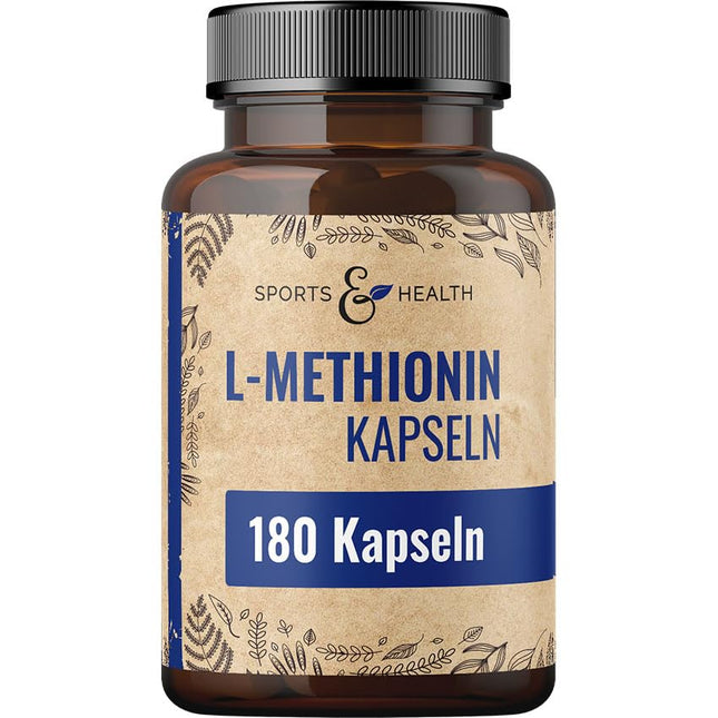 L-Methionine Capsules - 500mg per daily dose - 180 Capsules - Vegan - No additives