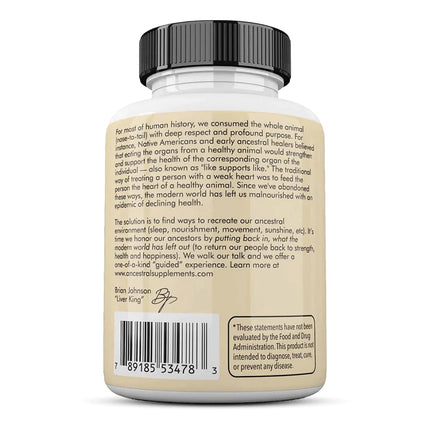 Grass-fed beef liver capsules by Ancestral Supplements, full-spectrum nutrition, rich in B vitamins, iron &amp; magnesium - 180 capsules - 500 mg