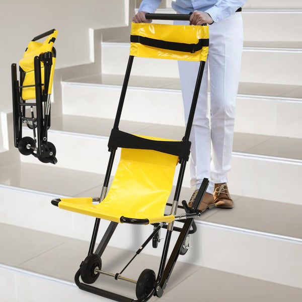Folding Stair Climber Wheelchair Folding Transport Wheelchair Folding Stair Chair, Portable Stairlift Tools for Stair Climbing with Adjustable Headrests and Safety Belts