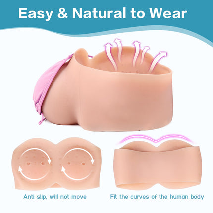 Vnmcry Silicone Breast Forms Realistic Crossdresser V-Neck Silicone Boobs Cotton Filled Strapless False Breast Forms for Transgender Breast Prosthesis (Light Skin - B Cup Size S)