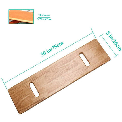 Patient transfer board made of wood, transfer board for elderly people for wheelchair, transfer assistance skateboard with easy-grip hand holes, aid device for disabled and mobility-impaired wheelchair users