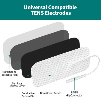 Tens Electrode Pads, 20 pieces self-adhesive electrodes Tens device, 40 x 80 mm Tens electrodes reusable for the relief of muscle, back and joint pain Compatible with most TENS