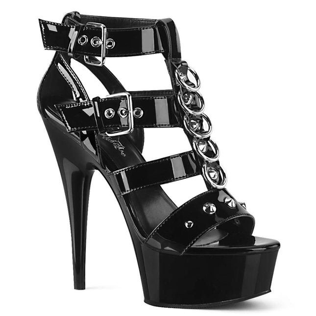 Pleaser DELIGHT-658 women's platform high heels, patent black, EU 39 (US 9)
