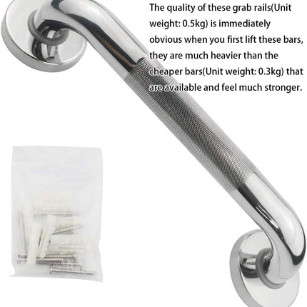 Abimars Grab Rail Shower Stainless Steel 304 with Knurled Surface, 300mm Grab Rails for Seniors, Shower Handle for Bathtub, Toilet, Bathroom, Kitchen, Stair Handrail