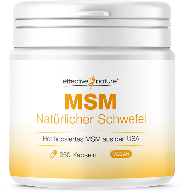 MSM Natural Sulfur - 250 Capsules - High Dose with 3400 mg MSM per day - 99.9% Purity - Best Controlled Quality - MSM from the USA