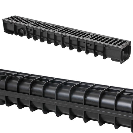 Melko drainage channel B125, 1 meter, cast iron grate - suitable for DN75 and including adapter for DN110