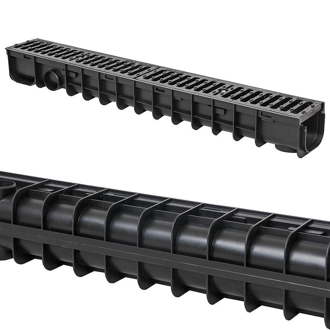 Melko drainage channel B125, 1 meter, cast iron grate - suitable for DN75 and including adapter for DN110