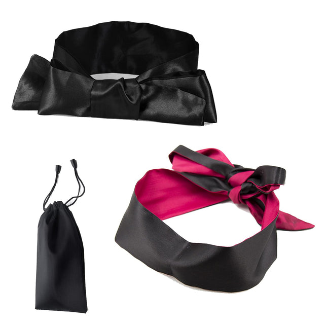 Satin eye mask, sex eye patch, blindfold toy for couples, blindfold fetish bondage sex toy for couples, satin sleep mask, blindfold, black + pink black, 2 pieces