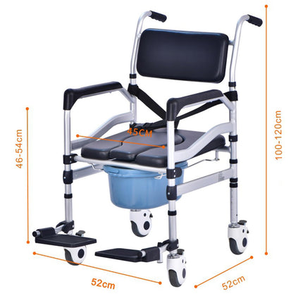 LXURY Commode Chair for Seniors with Wheels Height Adjustable Shower Commode Chair Mobile Shower Chair with Seat and Backrest for Disabled People Commode Chair for Adults,002