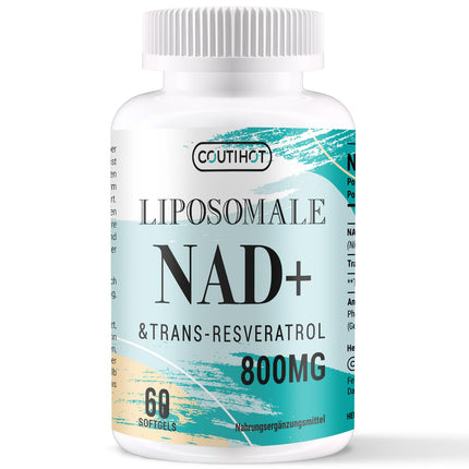 Liposomal NAD+ with Trans-Resveratrol Supplement | High Dose: 800 mg per Serving for 60 Days | 60 Softgels | Optimal Absorption (60 Softgels (1 Pack))