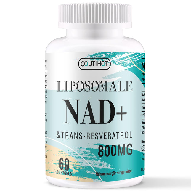 Liposomal NAD+ with Trans-Resveratrol Supplement | High Dose: 800 mg per Serving for 60 Days | 60 Softgels | Optimal Absorption (60 Softgels (1 Pack))