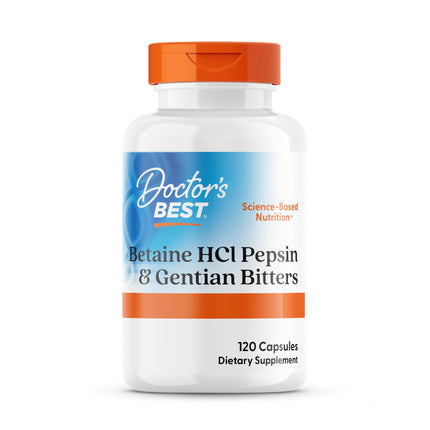 DOCTOR'S BEST Betaine HCI with Pepsin and Bitter Gentian, 650 mg, 120 Softgels, High Dose, Laboratory Tested, Soy-Free, Gluten-Free, Non-GMO, 113 g