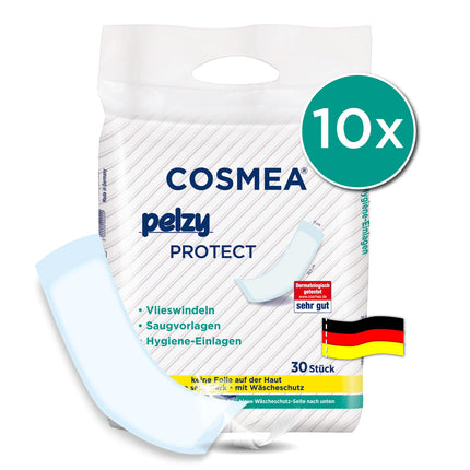 Cosmea Pelzy Protect nonwoven diapers/absorbent pads, for postpartum women, for daily care, extra absorbent, value pack (10 x 30 pieces) Incontinence &amp; postpartum pads