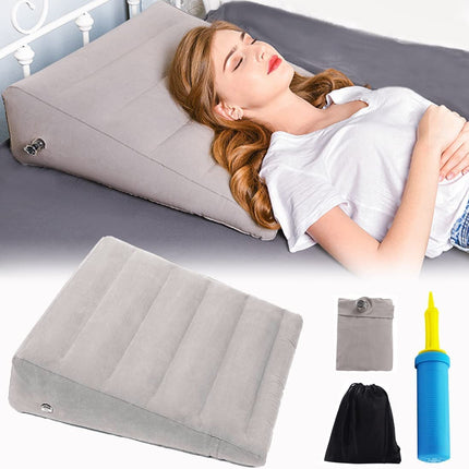 MShengM Inflatable Wedge Pillow - Lightweight and Portable Travel Wedge Pillow for Sleeping, Reading, Post-Surgery and Leg Elevation, Triangular Pillow with Washable Cover, Sleeping Wedge Pillow