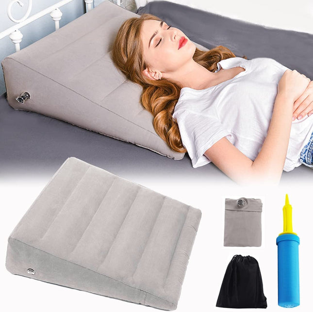 MShengM Inflatable Wedge Pillow - Lightweight and Portable Travel Wedge Pillow for Sleeping, Reading, Post-Surgery and Leg Elevation, Triangular Pillow with Washable Cover, Sleeping Wedge Pillow