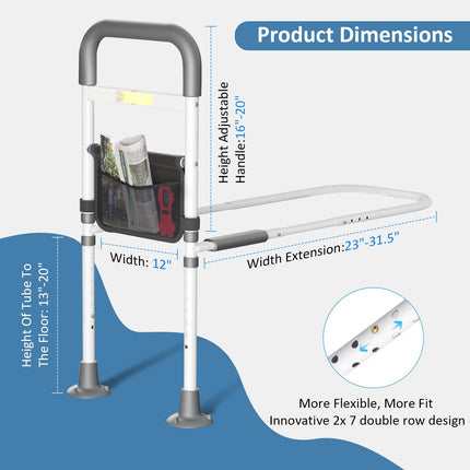 Safe bed rails for older adults, bed riser, bed rails for older people and adults, bed entry aid, height adjustable grab bar bed guard, LED sensor light