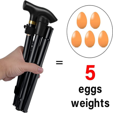 Folding aluminum walking stick, portable walking stick, hiking sticks, foldable walking stick 4 sections aluminum alloy walking stick for hiking camping mountaineering trekking (black)