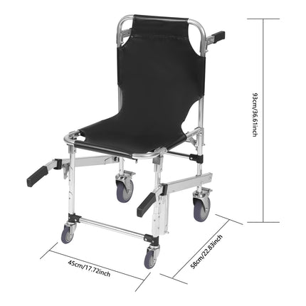 VonVVer Stair Chair for Seniors, Foldable, 160KG Load Capacity - Evacuation Chair for Stairs with Safety Belts, Stair Lift, Stair Climber, Wheelchair, Emergency Stair Climbing Wheelchair (Black)