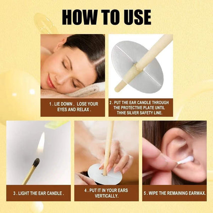Natural ear candles beeswax candles, fragrance organic plant material, hollow cone candles 16 pieces, hollow cone candles with 8 protective discs