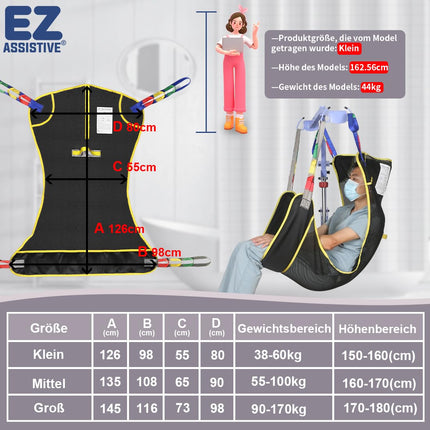 EZ Assistive Full Body Patient Lift Sling features a four points mesh sling for patient transfers and supports up to 500lbs (230kgs). (large)