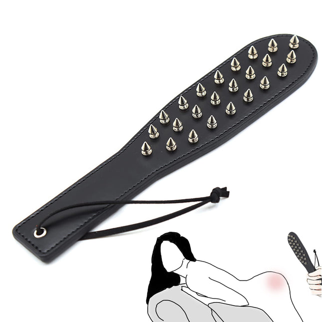 SUPKTHDY SM Spanking Padde, Extreme Studded Whip, BDSM Bondage Leather Erotic Spanking Flogger Whip Adult Erotic Sex Toy Couple Fetish Cosplay Erotic Slapper