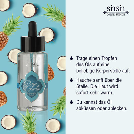 Magic Oil Original Dildofee SINSIN - warming oil - fruity and kissable - Made in Germany (Pina Colada)