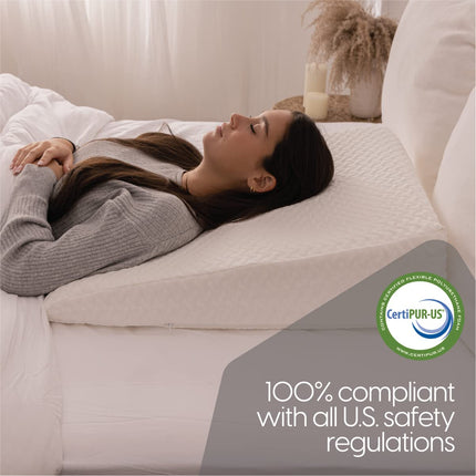 Milliard Wedge Pillow, Reading Pillow for Bed and Couch with Memory Foam, Comfortable and Firm Back Cushion, Mattress Wedge, Reflux Pillow - Washable Cover (White)
