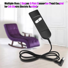 Manual control for recliner chairs, electric recliner control, 2-button recliner control, 5-pin connector, manual control, versatile wired remote control for electric recliner chairs