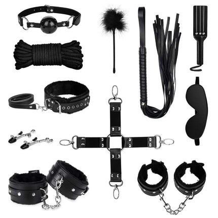 Utimi Bondage Set SM Bondage Set with 11 Pieces Bondage Restraint Set SM Sex Toys For Lovers, Black