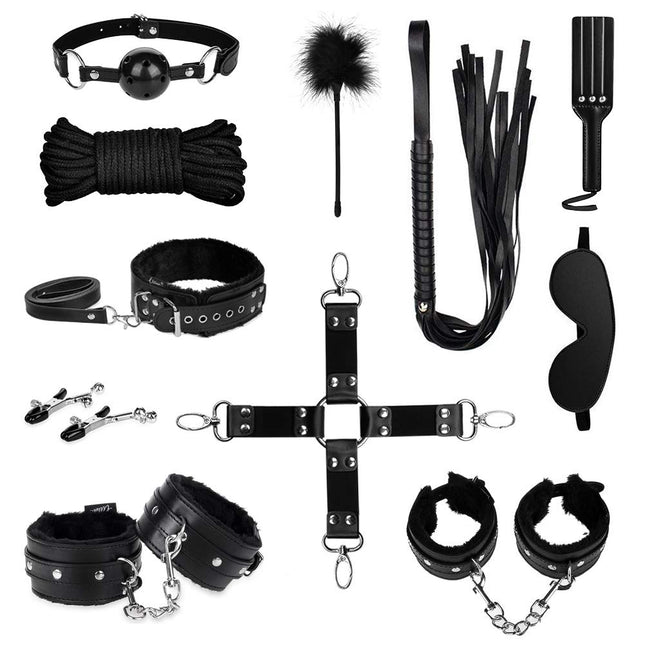 Utimi Bondage Set SM Bondage Set with 11 Pieces Bondage Restraint Set SM Sex Toys For Lovers, Black