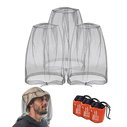Head Net Face Mesh Head Cover 3 Pack - Insect Protection Head Net, Insect Protection Bee Mesh Head Net, Used for Hiking, Camping, Mountaineering, Fishing, Beekeeping