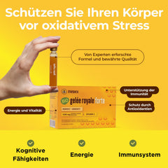 Medex Organic Royal Jelly FORTE, extra strong with 1500 mg royal jelly, liquid in easy-to-open ampoules, with natural vitamin C, from organic farming, 10 x 9 ml