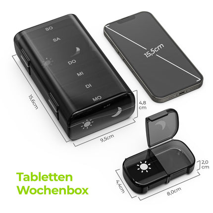 AUVON Pill Box 7 Days Morning Evening, Pill Box 7 Days 2 Compartments, Handy and Moisture-Resistant Medicine Box for Handbag or Pocket to Store Medications