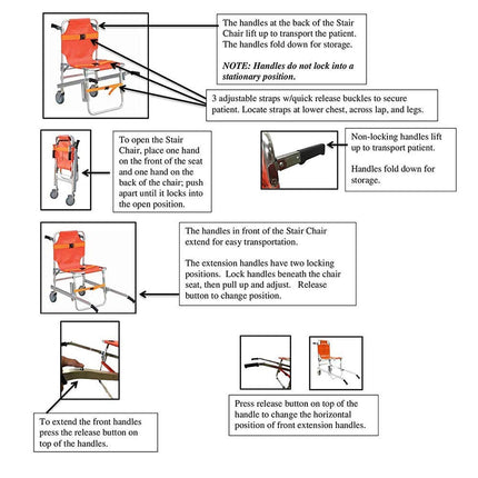 GLJY EMS Aluminum Alloy Stair Chair - Lightweight Folding Ambulance Firefighter Evacuation Chair for Emergency Vehicles with Quick Release Buckle, Orange