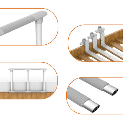 Heuffe bed rail fall protection for seniors, bed grab bar, standing aid for older adults, safety bed railing, height-adjustable bed guard rail, nursing bed for the disabled (three-bar railing)
