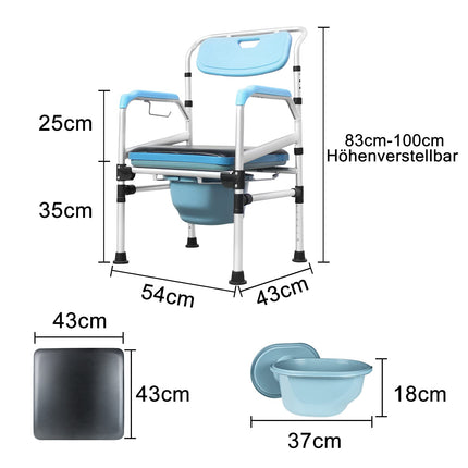 ACXIN Height Adjustable Commode Chair, Non-Slip Commode Chair, Bedside Table, Shower Chair with Armrest and Toilet, High-Quality Bath Chair
