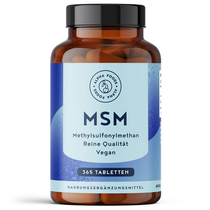 MSM 2000mg with Vitamin C - 365 Tablets with Methylsulfonylmethane - More compact MSM powder than capsules - High-dose and vegan - Alpha Foods