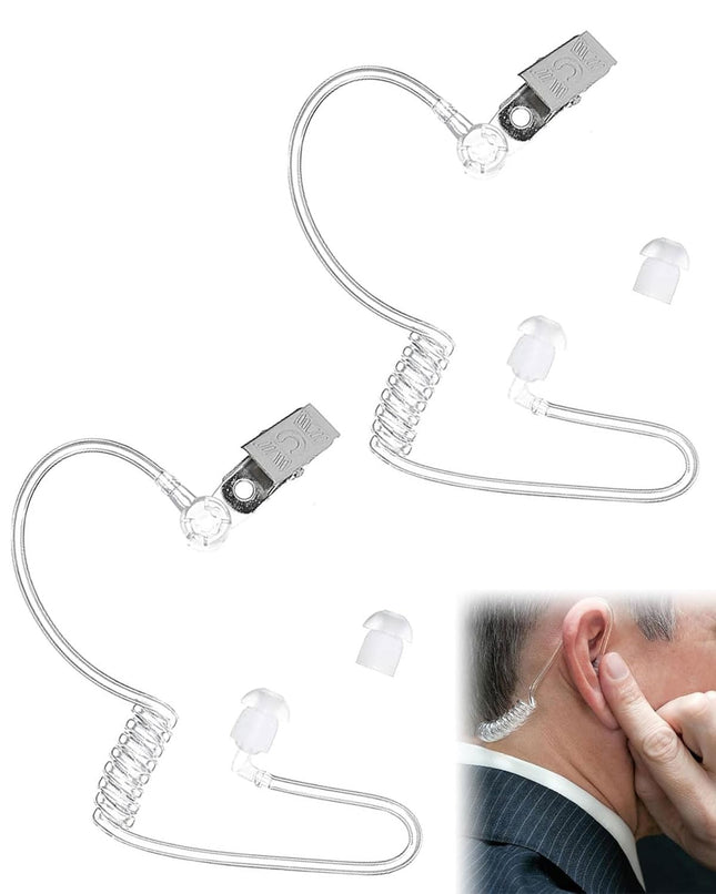 BARRU 2Pcs Earpiece Sound Tube, Replacement Sound Tube, Sound Tube Radio, Transparent Replacement Tube for Walkie Talkie Radios with Holding Clip, Headphone Two-Way Radio Replacement Tube