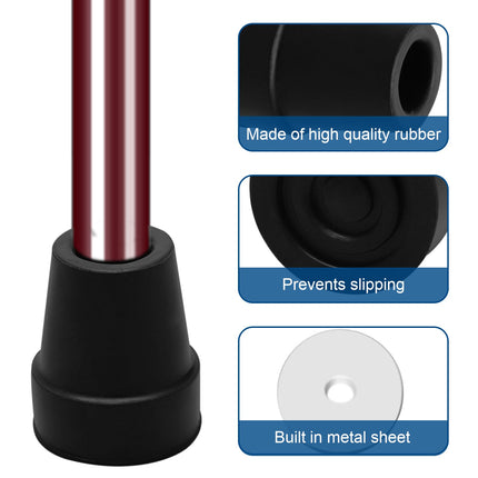 Pack of 4 rubber buffers for hiking sticks, 19mm walking stick rubber buffers, crutches rubber, walking sticks rubber buffers, non-slip rubber tips for hiking sticks, seniors crutches, sticks, walking sticks