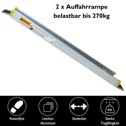 COSTWAY 2 x wheelchair ramps up to 270 kg, 121.5-212.5 cm, telescopic ramp with anti-slip surface, telescopic ramp pair aluminum, non-slip loading ramp, aluminum ramp