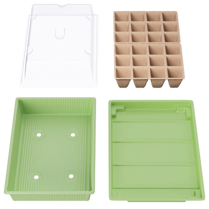 WELLGRO Mini Greenhouse for 24 plants - approx. 27x19x10 cm (LxWxH) per indoor greenhouse, green/transparent, plastic/cellulose - quantity selectable, quantity: 2 pieces