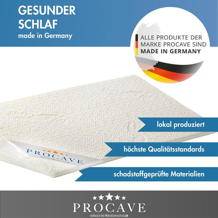 PROCAVE bed wedge | wedge-shaped foam cushion | breathable mattress riser | Made in Germany | Aloe Vera double-cloth cover | 160 cm x 45 cm x 15/1 cm