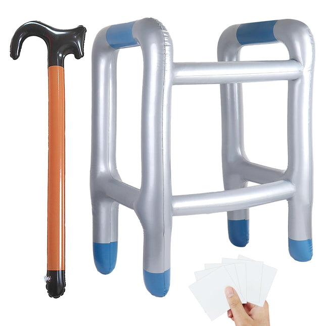 Inflatable Walking Aid, Inflatable Rollator with 5 Transparent Repair Allowances, Coffee Color Inflatable Walking Stick, Inflatable Rollator for Dressing Up Cosplay Birthday Halloween Joke Item