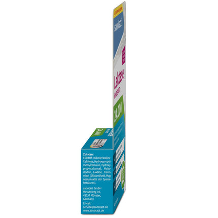 sanotact Lactase 24,000 6h DEPOT (40 lactase tablets) • Lactose tablets with depot effect • For lactose intolerance &amp; milk intolerance • Immediate effect &amp; 6h long-term depot