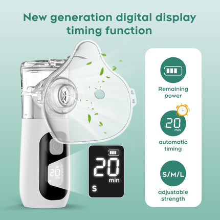 Inhalers for adults/children, Berrlly portable inhaler, saline solution for inhalation, inhalation solution, suitable for colds and respiratory problems, electric, quiet, with mouthpiece and mask